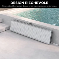 HOMCOM Rampa per Sedia a Rotelle e Scooter per Disabili Pieghevole e Antiscivolo in Alluminio, 305x73.5x5 cm, Argento(m-5)