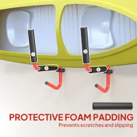 HOMCOM Wall Mounted Kayak Rack, Heavy Duty Canoe Storage Holder Rack, Red(m-6)