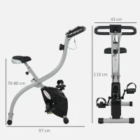 SPORTNOW Magnetic Exercise Bike, Foldable X-Bike with Adjustable Resistance, Pulse Sensor, Wheels and LCD Monitor, Grey(m-3)