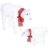 Outsunny 2-delige ijsbeerkerstdecoratie — 140 koelwitte LED's, waterdicht met timer, voor binnen en buiten(m-10)