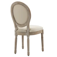 HOMCOM Esszimmerstühle 2er Set Küchenstuhl mit Rückenlehne, Linenoptik, Sessel Polsterstuhl, Stühle, Wohnzimmerstuhl mit Holzbeine für Esstisch, Cremeweiß+Natur(m-10)