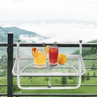 Outsunny Balkon hangtafel hangtafel in hoogte verstelbaar, rechthoekig terras bijzettafel(m-11)