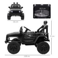 HOMCOM Carro Elétrico para Crianças com Bateria de 12V 2 Motores Controlo Remoto 2,4G Faróis Buzina Velocidade Ajustável 100x65x72 cm Preto(m-3)