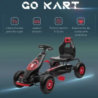 Homcom Go Kart Pedale Copii – Reglabil cu Roti Gonflabile(m-8)
