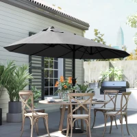 Outsunny parasol met zwengel tuinparasol dubbele marktparasol 460 x 270 cm zwart(m-9)