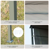 Outsunny 2.2 x 1.4m BBQ Shelter - Outdoor Grill Gazebo Canopy including Shelves, Hanging Hooks, and a Metal Frame, suitable for Garden Patio Backyard(m-5)