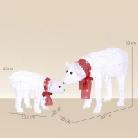Outsunny 2-delige ijsbeerkerstdecoratie — 140 koelwitte LED's, waterdicht met timer, voor binnen en buiten(m-3)