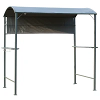 Outsunny 2.2 x 1.4m BBQ Shelter - Outdoor Grill Gazebo Canopy including Shelves, Hanging Hooks, and a Metal Frame, suitable for Garden Patio Backyard(m-1)