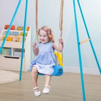 Outsunny 3-in-1 babyschommel, kinderschommel met verstelbaar touw, blauw(m-12)