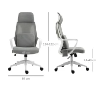 Vinsetto bureaustoel, in hoogte verstelbare draaistoel, massagestoel, ergonomische directiestoel met massagefunctie, gamingstoel, nylon, grijs, 62 x 60 x 114-122 cm(m-3)