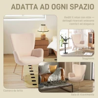 HOMCOM Poltrona Moderna in Tessuto Sherpa Imbottita con Schienale Alto e Braccioli, Beige(m-6)