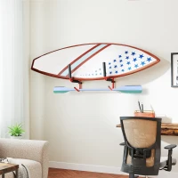 Outsunny Ganci Supporto da Parete per Canoa/Kayak/Pagaia, in Alluminio e PVC, Leggero e Pieghevole, Fino 50 Kg, Rosso(m-7)