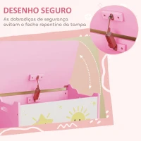 AIYAPLAY Baú Brinquedos Infantil 53 L Caixa de Arrumação Brinquedos com Tampa Rebatível e Pistão a Gás 60x37x39 cm Rosa(m-5)