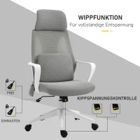 Vinsetto bureaustoel, in hoogte verstelbare draaistoel, massagestoel, ergonomische directiestoel met massagefunctie, gamingstoel, nylon, grijs, 62 x 60 x 114-122 cm(m-4)