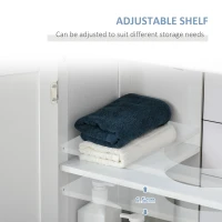 kleankin 60x60cm Under-Sink Storage Cabinet w/ Adjustable Shelf Handles Drain Hole Bathroom Cabinet Space Saver Organizer White(m-6)