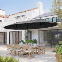 Outsunny parasol met zwengel tuinparasol dubbele marktparasol 460 x 270 cm zwart(m-8)