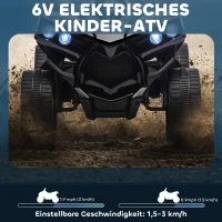 AIYAPLAY Kinderquad Elektrisch 6V met Voor- en Achteruitfunctie, Muziek, LED-koplampen Zwart(m-4)