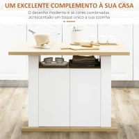 HOMCOM Ilha de Cozinha para 4-6 Pessoas Móvel de Cozinha com 4 Portas Compartimentos Abertos 110x70x75,5 cm Carvalho e Branco(m-4)