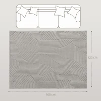 HOMCOM Tapete Sala de Estar 160x120 cm Tapete Pelo Curto Estilo Moderno Base Antiderrapante Tecida à Máquina Cinzento(m-3)