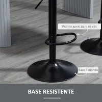 HOMCOM Conjunto de Bancos de Bar Estofados em PU Bancos Altos de Sala de Jantar com Altura Ajustável 46,5x51x86-106 cm Cinzento(m-6)