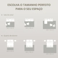 HOMCOM Tapete Sala de Estar 160x120 cm Tapete Pelo Curto Estilo Moderno Base Antiderrapante Tecida à Máquina Cinzento(m-6)