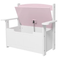 AIYAPLAY Panca contenitore per bambini con schienale e chiusura soft, 68,5x34x58 cm, Rosa e Bianco(m-5)
