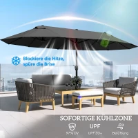 Outsunny parasol met zwengel tuinparasol dubbele marktparasol 460 x 270 cm zwart(m-5)