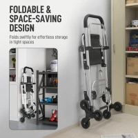 HOMCOM Carrito escalador 3 ruedas, bolsa Oxford 40 L, armazón de aluminio con asiento plegable - Gris(m-4)