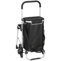 HOMCOM Carrito escalador 3 ruedas, bolsa Oxford 40 L, armazón de aluminio con asiento plegable - Gris(m-6)