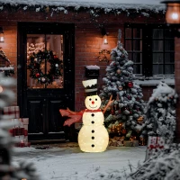 Outsunny Muñeco de nieve LED 78 luces - Decoración navideña en blanco cálido, estructura de acero, para interior y exterior(m-5)