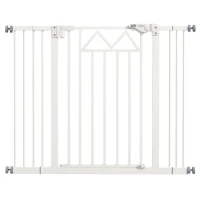 PawHut Verstellbares Hundegitter 74–100×76 cm, selbstschließend mit Doppelverschluss, Weiß(m-1)