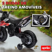 AIYAPLAY Mota Elétrica Infantil Aprilia 12V Rodas de Apoio Farol Música Porta USB Amortecedor Vermelho(m-5)