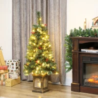 HOMCOM Kunstkerstboom 120 cm met 100 LED's, 8 lichtmodi, 214 takpunten(m-2)