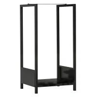 Outsunny Raft pentru Busteni  pentru Exterior si Interior din Otel, Suport pentru Lemne  Modern cu Baza Inaltata, 39x35x76cm, Negru(m-1)