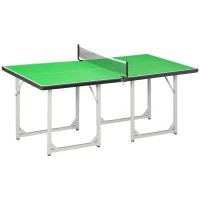 HOMCOM 6ft 182cm Folding Ping Pong Table with Net, Mini Table Tennis Table, Multifunctional Table for Indoor Outdoor Game, Green(m-11)