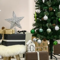 HOMCOM Kunstkerstboom, Slank, Met Dennenappels, Brandvertragend, 54 x 195 cm, Groen(m-11)