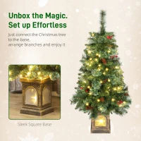 HOMCOM Kunstkerstboom 120 cm met 100 LED's, 8 lichtmodi, 214 takpunten(m-6)