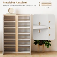 HOMCOM Sapateira de 6 Níveis com 2 Portas em Branco Brilhante com Fechamento Suave e Prateleiras Ajustáveis 70x33,5x95 cm Branco(m-5)