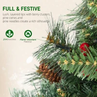 HOMCOM Kunstkerstboom 120 cm met 100 LED's, 8 lichtmodi, 214 takpunten(m-5)