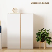 HOMCOM Sapateira de 6 Níveis com 2 Portas em Branco Brilhante com Fechamento Suave e Prateleiras Ajustáveis 70x33,5x95 cm Branco(m-7)