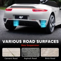 AIYAPLAY Kinderauto 3-5 Jahre mit offizieller RUF GT-Lizenz, Fernbedienung, Sicherheitsgurt und Musik, Weiß(m-3)