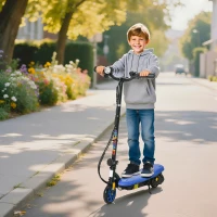 HOMCOM Foldable Electric Scooter, with LED Headlight, for Ages 7-14 Years - Blue(m-2)
