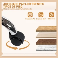 HOMCOM Cadeira de Escritório com Rodas Cadeira para Secretária com Função Inclinável Assento Amplo Sem Braços 60x65x83-93 cm Branco(m-8)