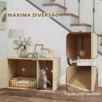 PawHut Móvel Caixa de Areia para Gatos Caixa de Areia para Gatos com Tapete de Arranhar e Porta de Vime 80x50x50 cm Branco(m-7)