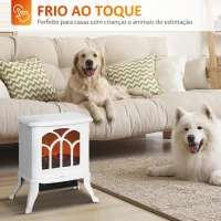 HOMCOM Lareira Elétrica  750/1500 W Lareira Decorativa com 2 Níveis de Potência Efeito Chama Área de Cobertura 15-20 m² 37,3x23,1x44 cm Branco(m-6)