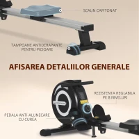 HOMCOM Aparat de Vaslit – Magnetic, 8 Nivele, Pliabil cu Monitor(m-6)
