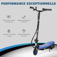 HOMCOM Foldable Electric Scooter, with LED Headlight, for Ages 7-14 Years - Blue(m-4)