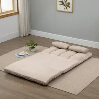 HOMCOM 2-in-1 Vloerstoel met Verstelbare Rugleuning, 102 x 73 x 60 cm, Beige(m-14)