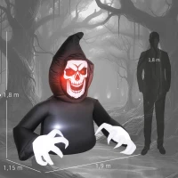 Outsunny Opblaasbare Halloween-decoratie, Sensenman, LED-lampen, ventilator, kabel(m-3)