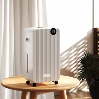 HOMCOM Deumidificatore 12 L/giorno, silenzioso, serbatoio d'acqua 2,1 L, display LED, 28x18,5x50,5cm, bianco(m-2)